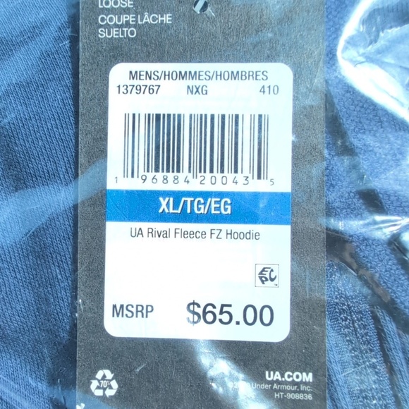 Under Armour Men's XL Rival Fleece Full Zip Hoodie - Picture 4 of 4